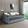 Twin Size Trundle Platform Bed Frame with  Wooden Slat Support