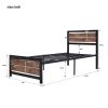 Metal and Wood Bed Frame with Headboard and Footboard ; Twin Size Platform Bed ; No Box Spring Needed; Easy to Assemble(BLACK)