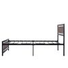 Metal and Wood Bed Frame with Headboard and Footboard ; Twin Size Platform Bed ; No Box Spring Needed; Easy to Assemble(BLACK)