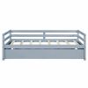 Twin Size Trundle Platform Bed Frame with  Wooden Slat Support