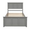 Practical Twin-Size Platform Storage Bed, Two Easy-Move Drawers with Wheels, Modern Gray Frame