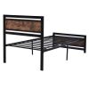Metal and Wood Bed Frame with Headboard and Footboard ; Twin Size Platform Bed ; No Box Spring Needed; Easy to Assemble(BLACK)