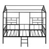 Metal House Bed Frame Twin Size with Slatted Support No Box Spring Needed Black