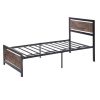 Metal and Wood Bed Frame with Headboard and Footboard ; Twin Size Platform Bed ; No Box Spring Needed; Easy to Assemble(BLACK)