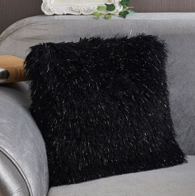 "Decorative" Shaggy Pillow with Lurex (18-in x 18-in) (Color: as Pic)