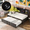 Metal Twin Size Daybed with Twin Size Trundle, Storage Shelves and USB Ports