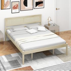 Twin/Full/Queen Size Wooden Bed Frame with Headboard and Slat Support (size: Queen Size)