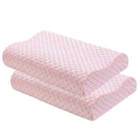 Contour Memory Foam Pillow Orthopaedic Head Neck Back Support Pillow with Cover, 1/2 Pack (Color: pink, Qty: 2)