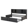 Metal Twin Size Daybed with Twin Size Trundle, Storage Shelves and USB Ports