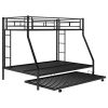 Twin over Full Bed with Sturdy Steel Frame, Bunk Bed with Twin Size Trundle, Two-Side Ladders