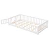 Only Pick Up Twin/Full Size Floor Platform Bed with Fence and Door Frame Daybed Playpen Bed for Kids