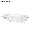 Only Pick Up Twin/Full Size Floor Platform Bed with Fence and Door Frame Daybed Playpen Bed for Kids