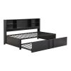 Metal Twin Size Daybed with Twin Size Trundle, Storage Shelves and USB Ports