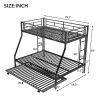 Twin over Full Bed with Sturdy Steel Frame, Bunk Bed with Twin Size Trundle, Two-Side Ladders
