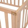 Twin Size Wood Floor Bed Frame with Fence and Door