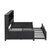 Metal Twin Size Daybed with Twin Size Trundle, Storage Shelves and USB Ports