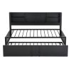 Metal Twin Size Daybed with Twin Size Trundle, Storage Shelves and USB Ports