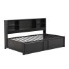 Metal Twin Size Daybed with Twin Size Trundle, Storage Shelves and USB Ports