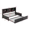 Metal Twin Size Daybed with Twin Size Trundle, Storage Shelves and USB Ports
