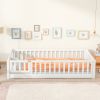Only Pick Up Twin/Full Size Floor Platform Bed with Fence and Door Frame Daybed Playpen Bed for Kids