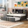 Metal Twin Size Daybed with Twin Size Trundle, Storage Shelves and USB Ports