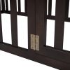 Twin Size Wood Floor Bed Frame with Fence and Door