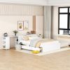 Full Size Platform Bed With a Rolling Shelf
